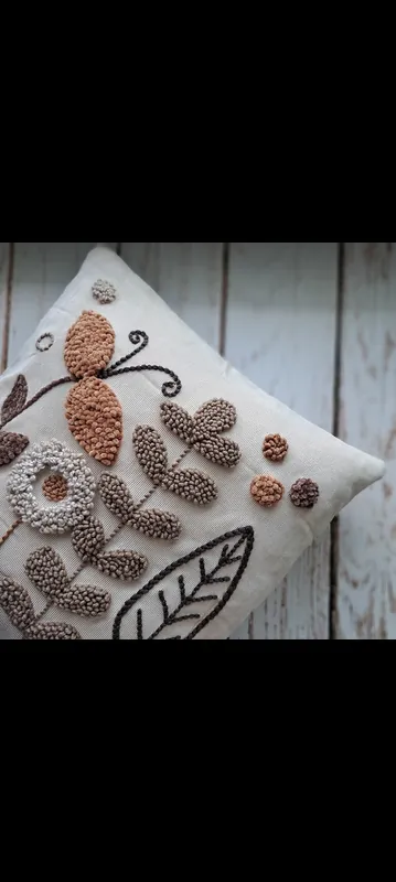 Tylko dziś Poduszka ozdobna kwiaty punch needle boho natural