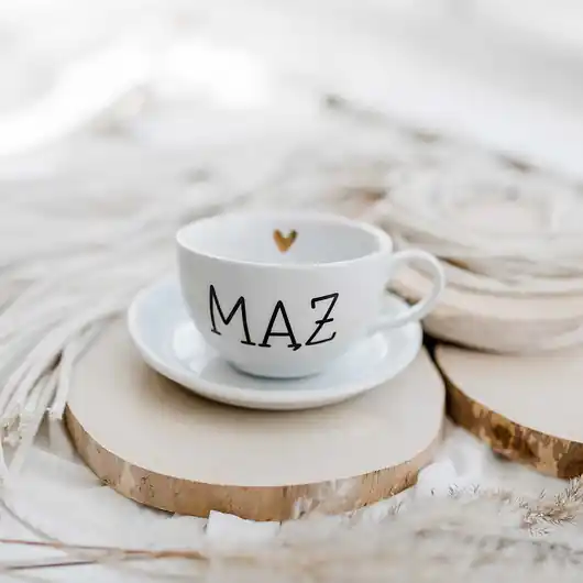 Filiżanka 250 ml ze spodkami - MĄŻ ZŁOTE SERCE Premium