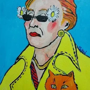 Bezpieczne zakupy Obraz fowizm dama babcia z kotkiem