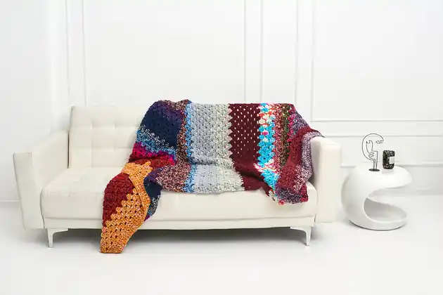 Bezpieczna płatność Kolorowy, ciepły koc koc handmade. Wegański i cf.