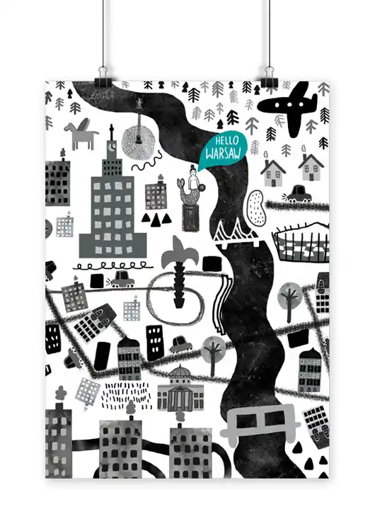 Plakat Warszawa Mapa Hit cenowy