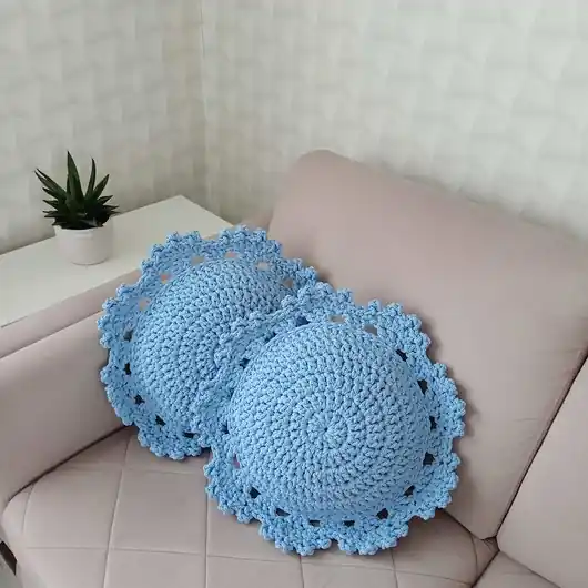 Poduszka okrągła szydełkowa 40cm Premium
