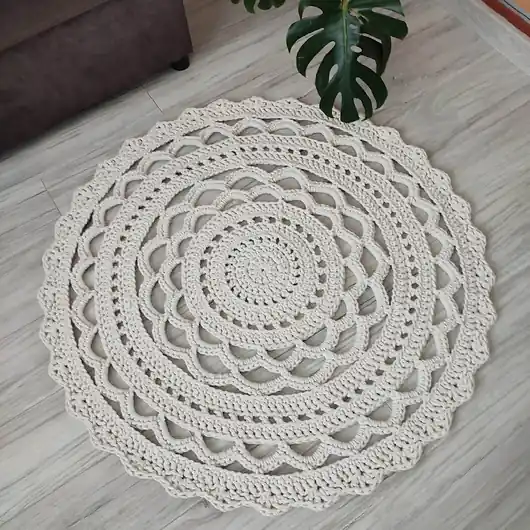 Dywan okrągły szydełkowy 90cm Rabat