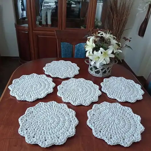 Komplet podkładek ze sznurka 6szt 30cm Łatwy zwrot