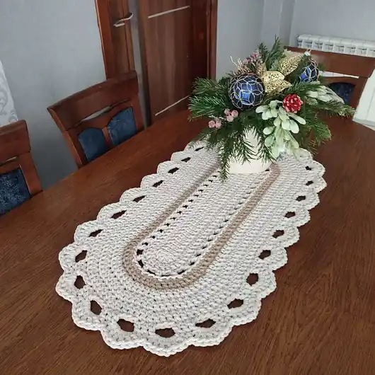 Bieżnik owalny szydełkowy ze sznurka 50cmx100cm Promocja