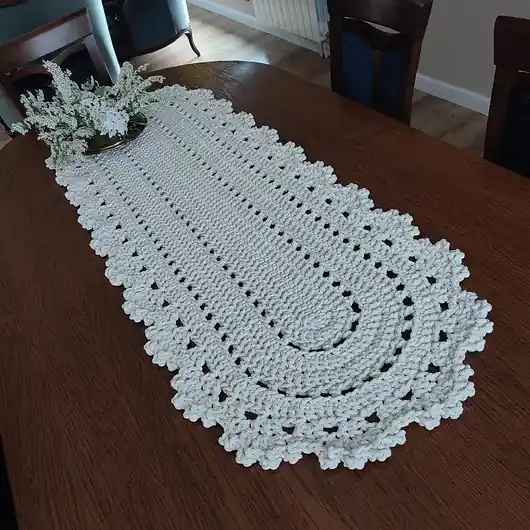 Tani Bieżnik szydełkowy owalny ze sznurka 50cmx140cm