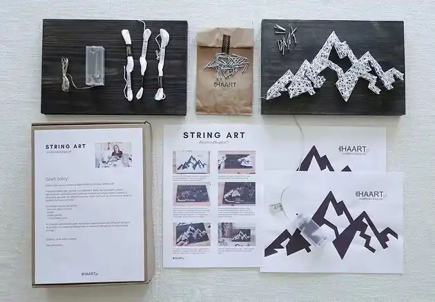 GÓRY z lampkami BOX DIY String art kreatywny zestaw zrób to sam Premium