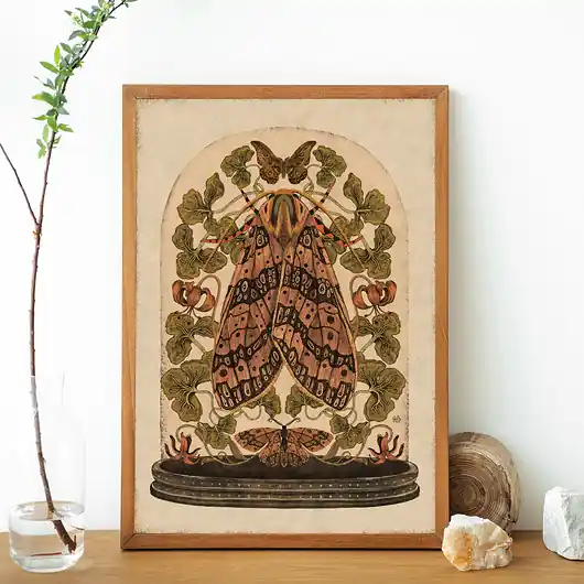 Ćmy i lilie plakat, plakat botaniczny, plakat boho, plakat motyle ćmy Wyjątkowa oferta