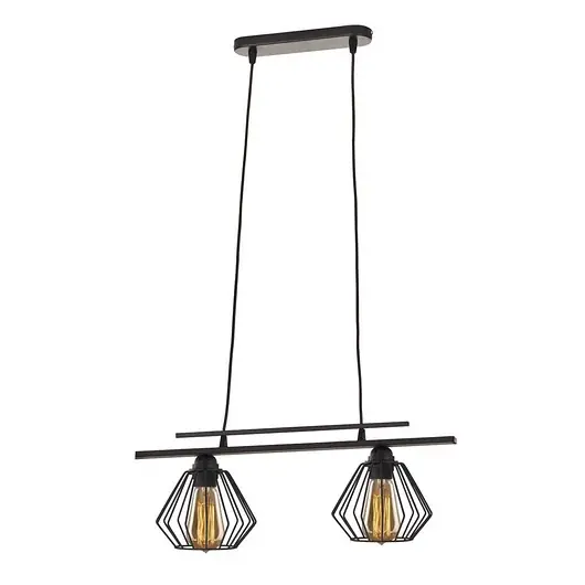 Łatwy zwrot Czarna lampa wisząca druciana 2 - punktowa BURGOS LOFT