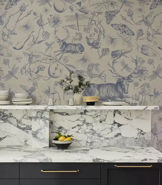 Tapeta Vintage Botanic Blue Premium