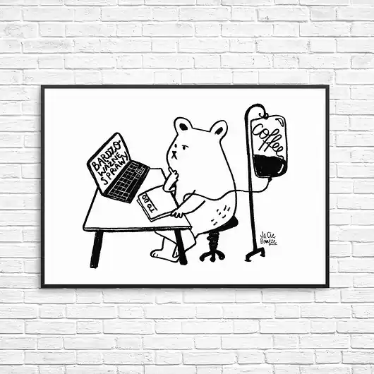 Miś w pracy- ilustracja Zamów teraz