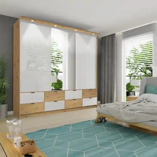 Super okazja Szafa przesuwna w połysku na ubrania MALMI 250 cm