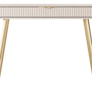 Wyjątkowa oferta Konsola / toaletka ze złotymi nogami frezowane fronty ADELANTE 100 cm beżowa