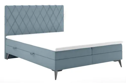 Łóżko boxspring z pikowanym w caro wezgłowiem NILO Zniżka