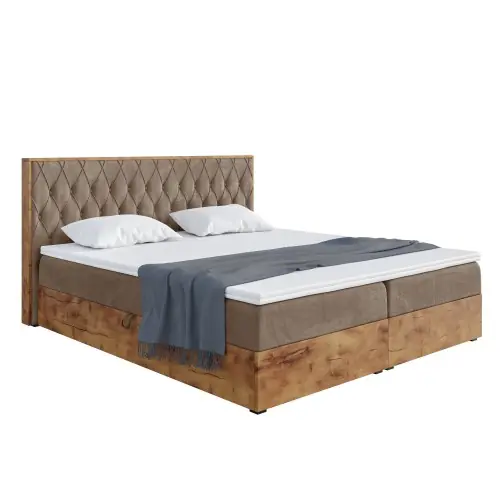 Łóżko boxspring z pojemnikami WOODIN 6 Zniżka
