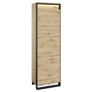 Szybka dostawa Szafa jednodrzwiowa wąska do przedpokoju z drążkiem 60 cm LED QUANT QG-01
