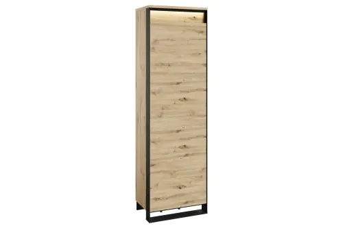 Szybka dostawa Szafa jednodrzwiowa wąska do przedpokoju z drążkiem 60 cm LED QUANT QG-01