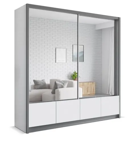 Sprawdź teraz Szafa duża przesuwna garderoba z lustrem LUISA 200 cm