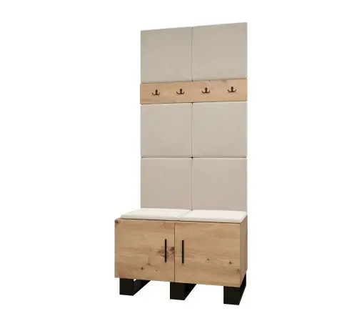 Garderoba MARTIS 3 wieszak z siedziskiem tapicerowanym Premium