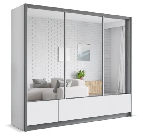 Bestseller Szafa trzydrzwiowa przesuwna garderoba z szufladami LUISA 250 cm