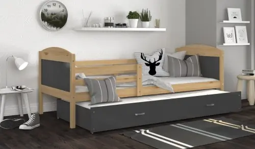 Łóżko MATEO P2 200x90 duże do pokoju dziecięcego z dwoma materacami Bestseller