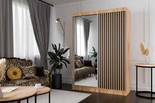 Bezpieczna płatność Szafa dwudrzwiowa z lustrem Lamelis 150 cm