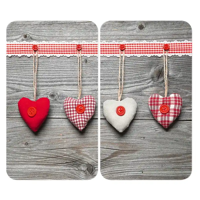 Zestaw 2 szklanych płyt ochronnych na kuchenkę Wenko Heart, 52x30 cm Bonami Najlepsza cena