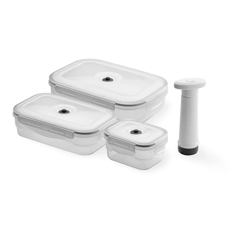 Szybka wysyłka Zestaw 3 pojemników próżniowych na żywność z pompką Compactor Food Saver Bonami