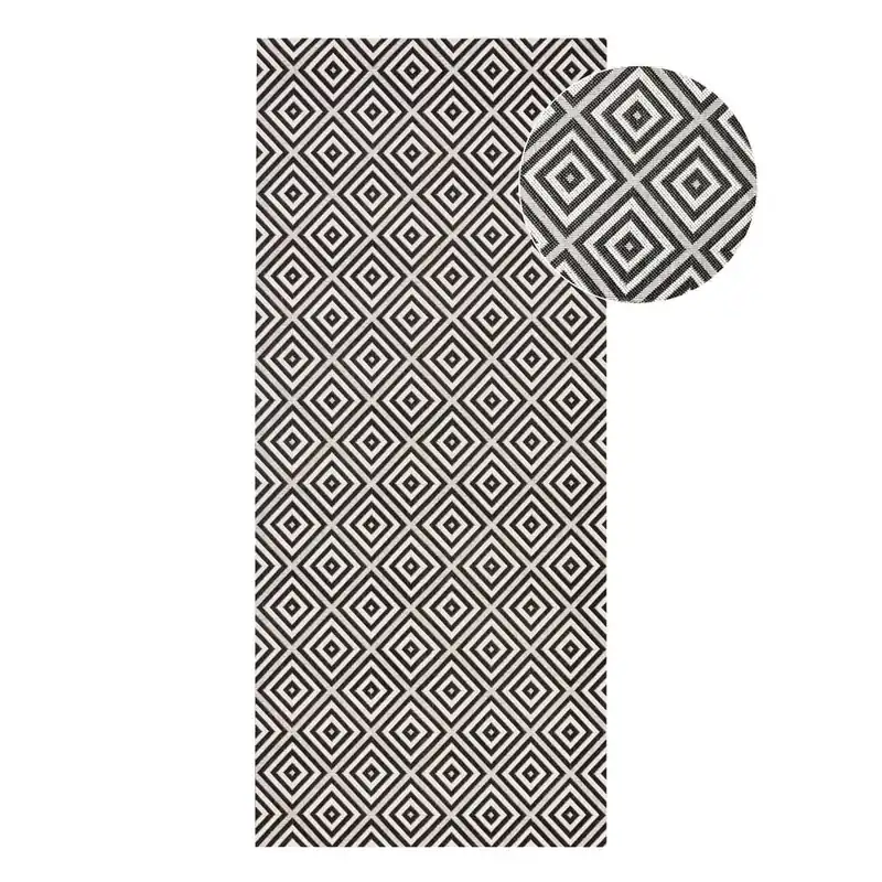 Czarno-biały chodnik odpowiedni na zewnątrz NORTHRUGS Karo, 80x200 cm Bonami Cena promocyjna