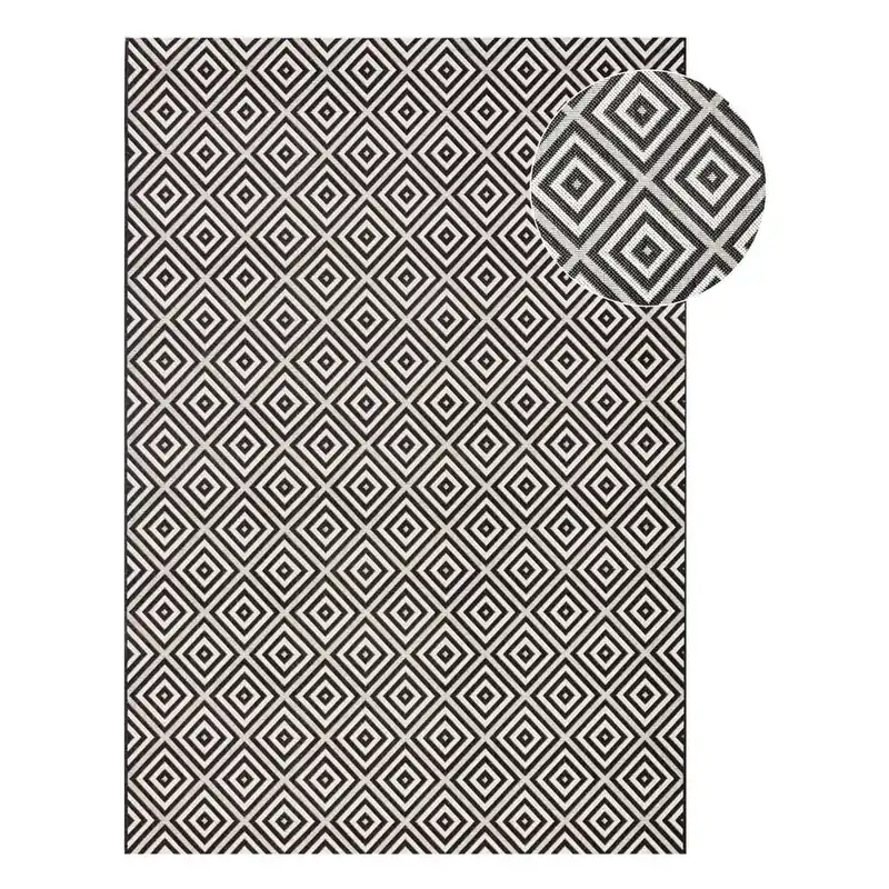 Czarno-biały dywan odpowiedni na zewnątrz NORTHRUGS Karo, 140x200 cm Bonami Wysoka jakość