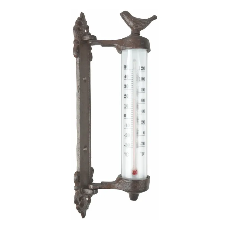 Żeliwny termometr ścienny z ptaszkiem Esschert Design Dekor Bird, wys. 27,3 cm Bonami Rabat