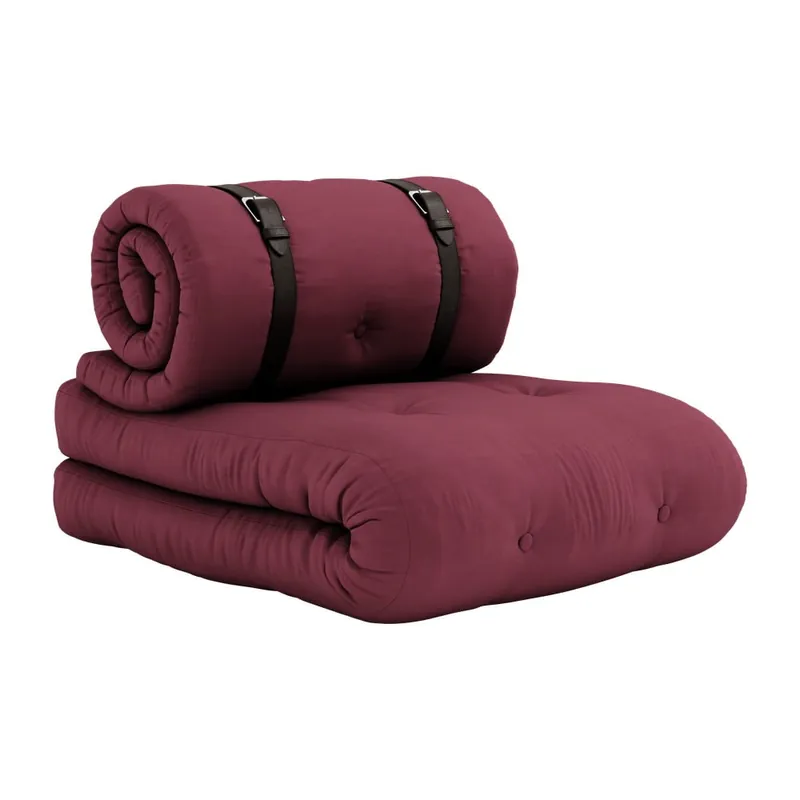 Szybka wysyłka Fotel rozkładany ze skórzanym paskiem Karup Design Buckle Up Light Bordeaux Bonami