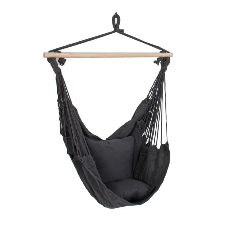 Czarny tapicerowany wiszący fotel ogrodowy Tobago – Garden Pleasure Bonami Kup teraz