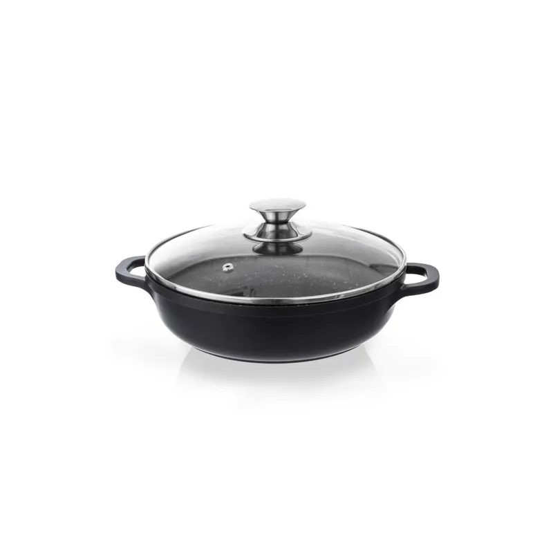 Wysoka jakość Niski garnek z powierzchnią nieprzywierającą Pfluon Granit i szklaną pokrywką Orion Grande, ⌀ 28 cm Bonami