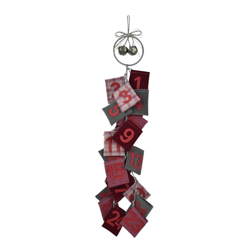 Kup teraz Czerwony wiszący kalendarz adwentowy z wełny Ego Dekor Advent, wys. 77 cm Bonami
