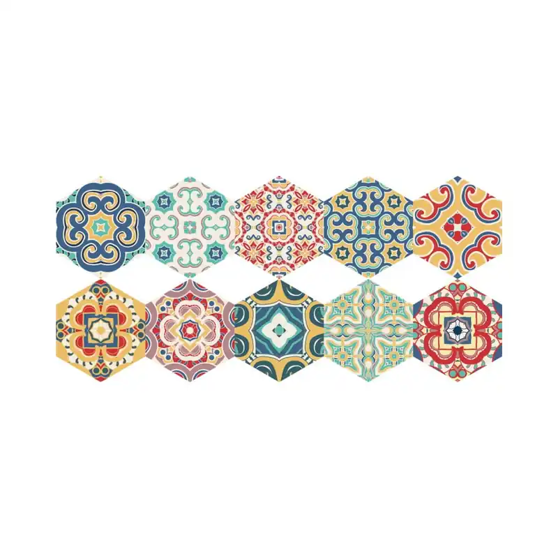 Ostatnie sztuki Zestaw 10 naklejek na podłogę Ambiance Floor Stickers Hexagons Lorena, 40x90 cm Bonami