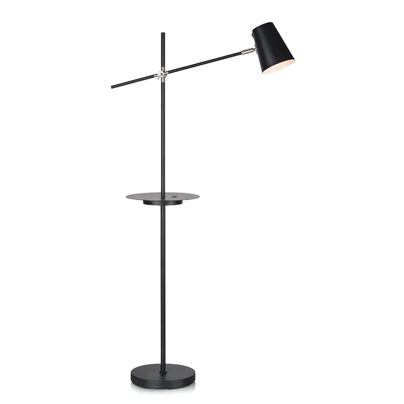 Czarna lampa stojąca z półką Markslöjd Linear Bonami Do wyczerpania zapasów