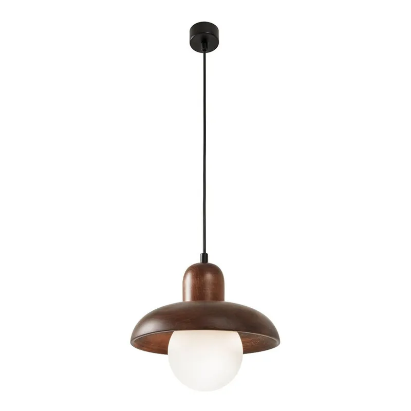 Brązowa lampa wisząca z drewnianym kloszem ø 25 cm Elsa – Opviq lights Bonami Tylko dziś
