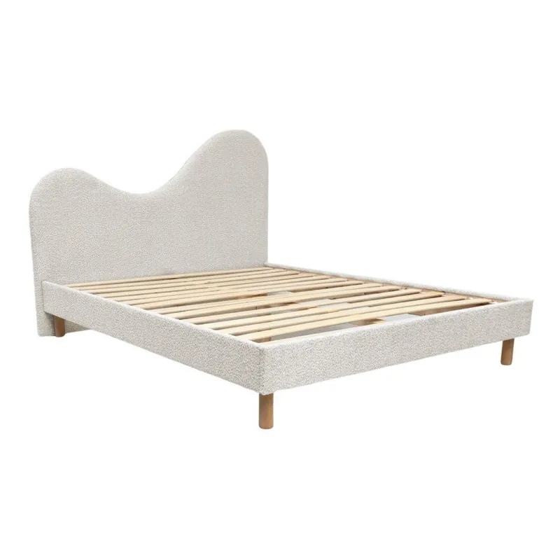 Białe tapicerowane tapicerowane łóżko dwuosobowe ze stelażem 180x200 cm Celina – Bobochic Paris Bonami Ekspresowa dostawa