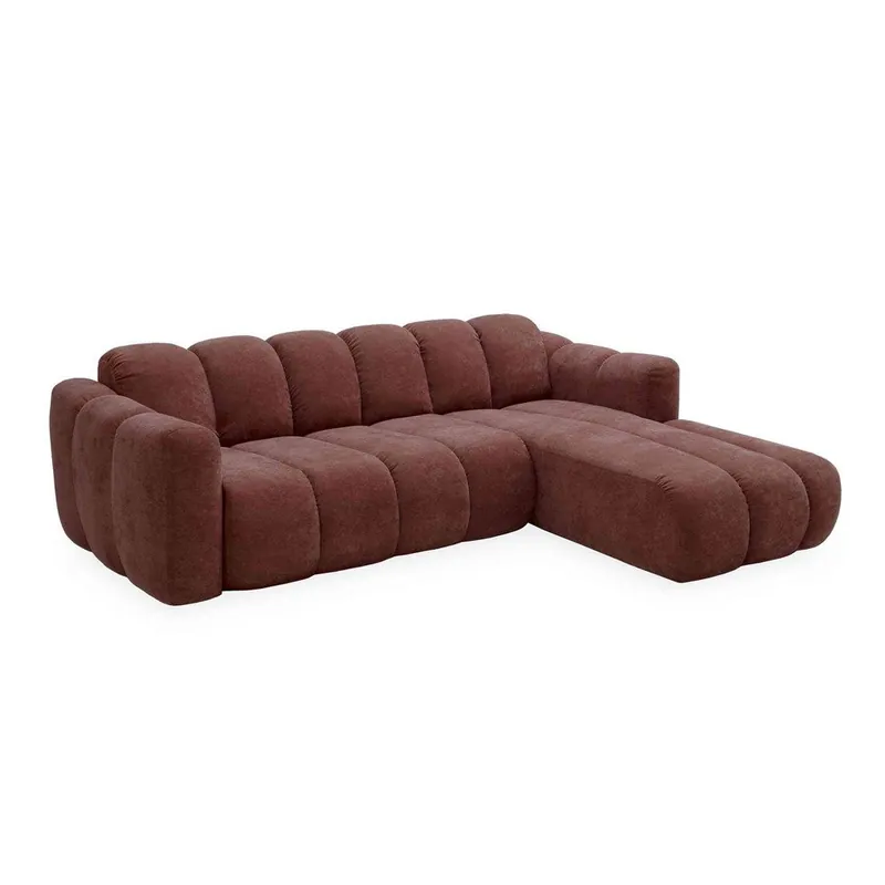 Oferta czasowa Czerwony rozkładany narożnik z tkaniny szenilowej (prawostronny) Michell – Miuform Bonami