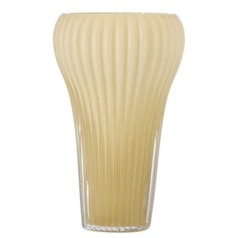 Bezpieczne zakupy Jasnożółty szklany ręcznie wykonany wazon (wysokość 28 cm) Averie – Bloomingville Bonami