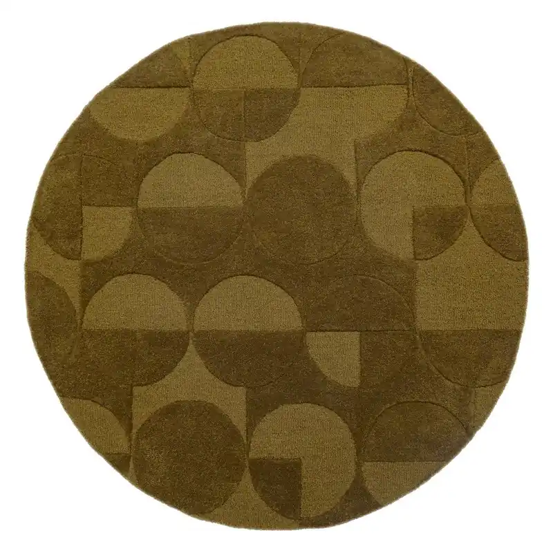 Ciemnozielony wełniany okrągły dywan tkany ręcznie ø 160 cm Gigi – Flair Rugs Bonami Premium