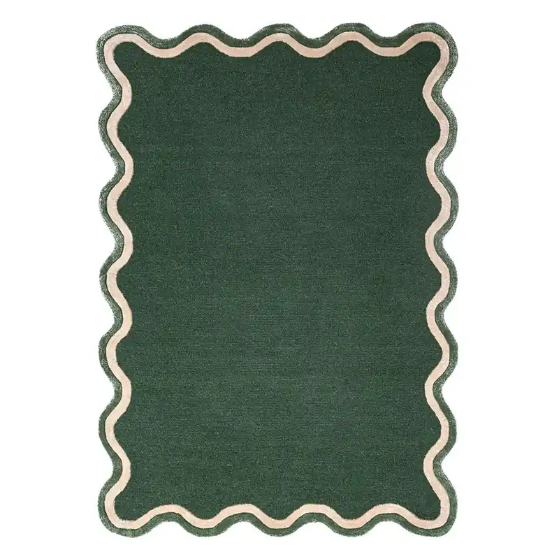 Ciemnozielony dywan z mieszanki wełny tkany ręcznie 120x170 cm Rivo Wool – Flair Rugs Bonami Zniżka