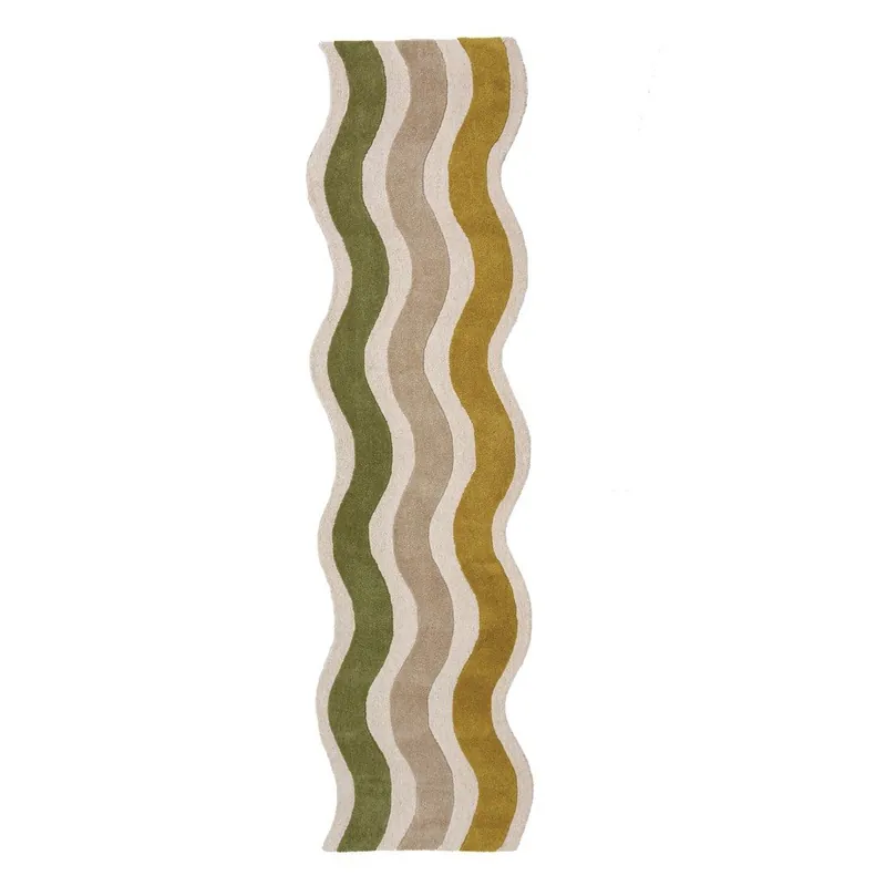 Zielony/w naturalnym kolorze wełniany chodnik tkany ręcznie 80x300 cm Cascade Wool – Flair Rugs Bonami Bezpieczna płatność