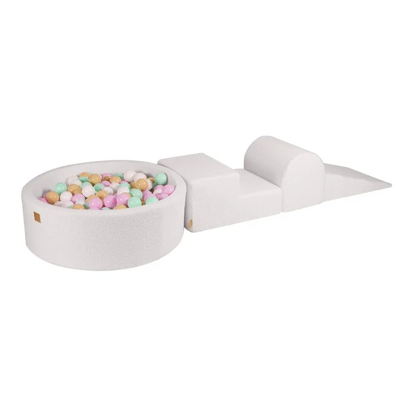 Tani Biały piankowy plac zabaw 3 szt. z materiału bouclé wysokość 30 cm 225x90 cm – Meowbaby Bonami