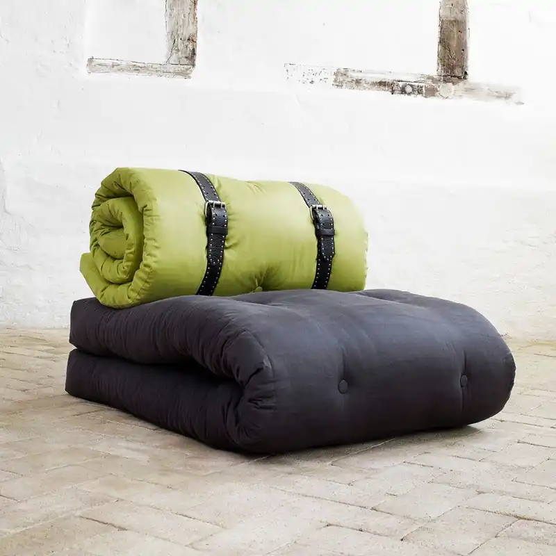 Fotel rozkładany Karup Buckle Up Black/Lime Bonami Okazja