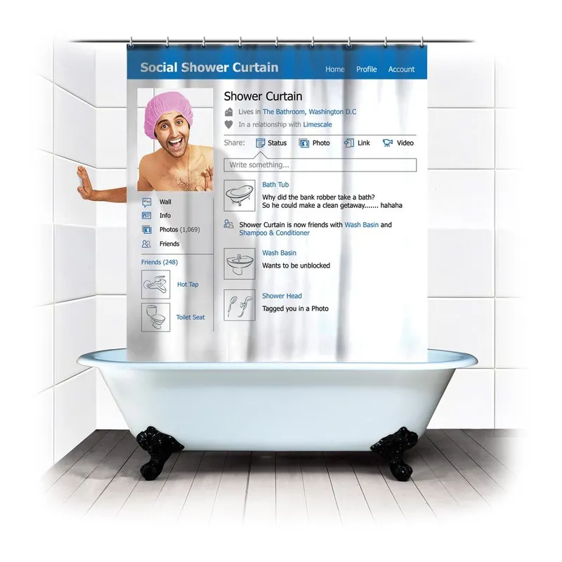 Wyprzedaż Zasłona prysznicowa Social Shower Curtain Bonami