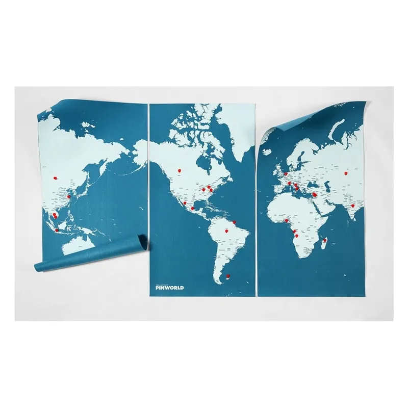 Kup online Niebieska ścienna mapa świata Palomar Pin World XL, 198x124 cm Bonami