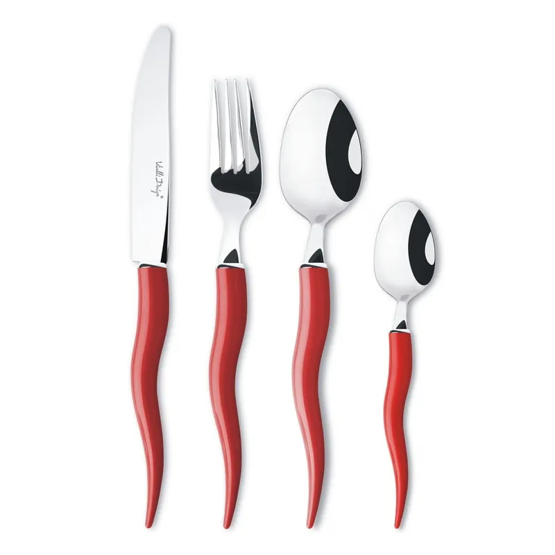 Niska cena Zestaw 24 czerwonych sztućców Vialli Design Ama Bonami