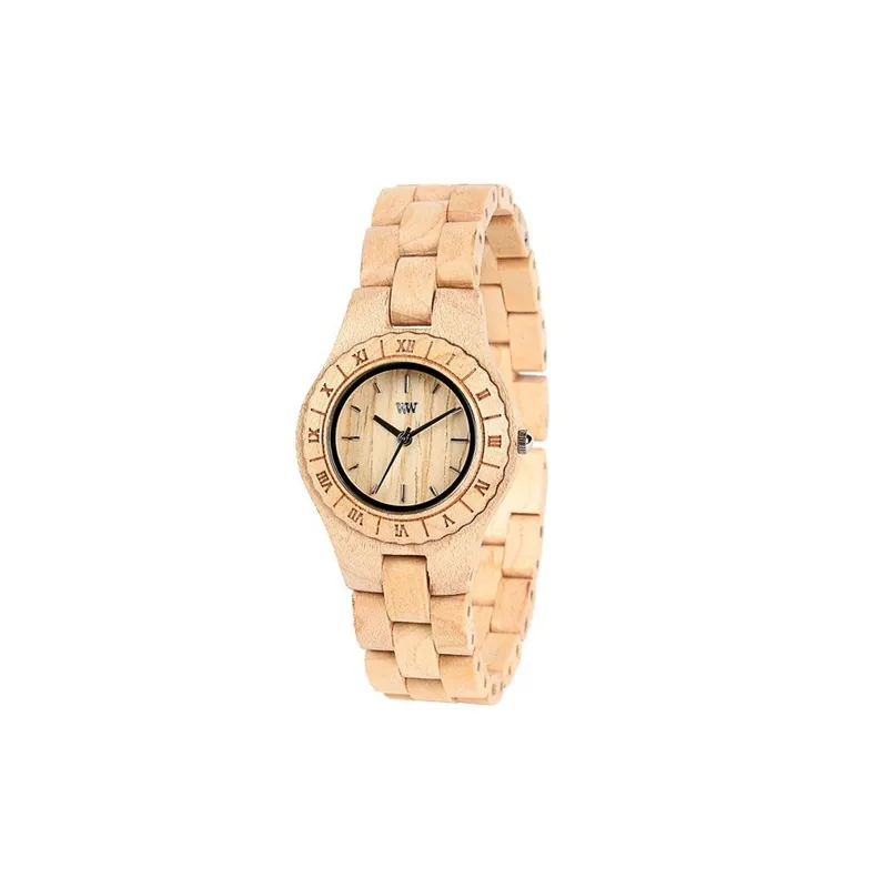 Tani Drewniany zegarek damski Moon Beige Bonami